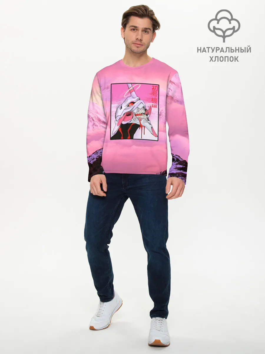 Мужской лонгслив базовый / Synthwave EVA Unit 01