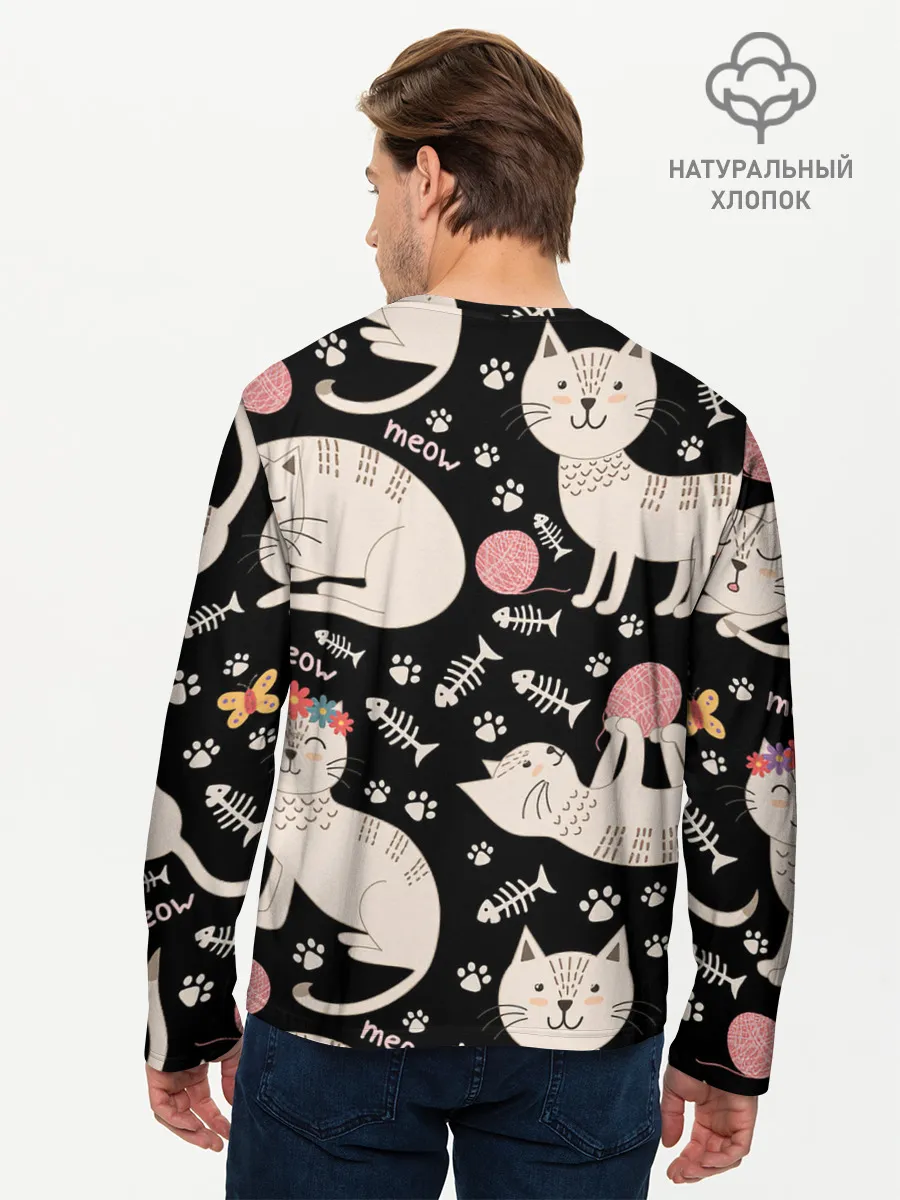 Мужской лонгслив базовый / Милые кошечки