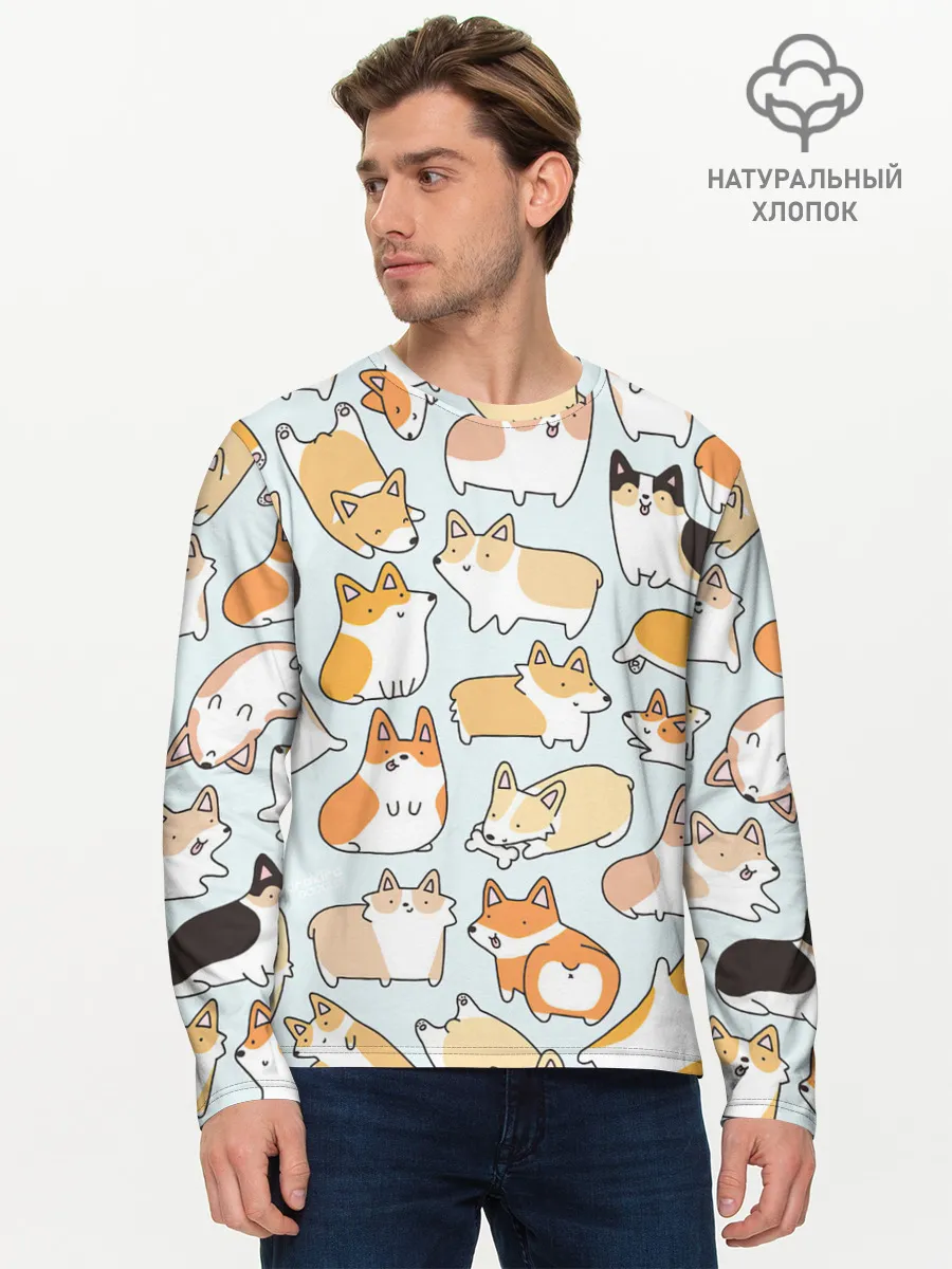 Мужской лонгслив базовый / Стая корги