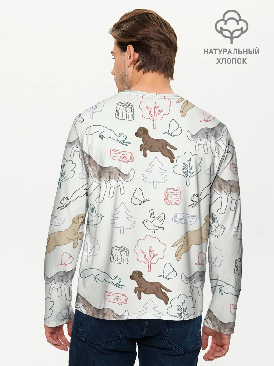 Мужской лонгслив базовый / Рисунок домашних любимцев