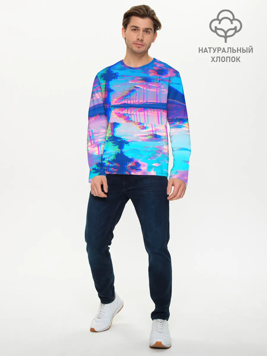 Мужской лонгслив базовый / ГАВАЙИ ГЛИТЧ