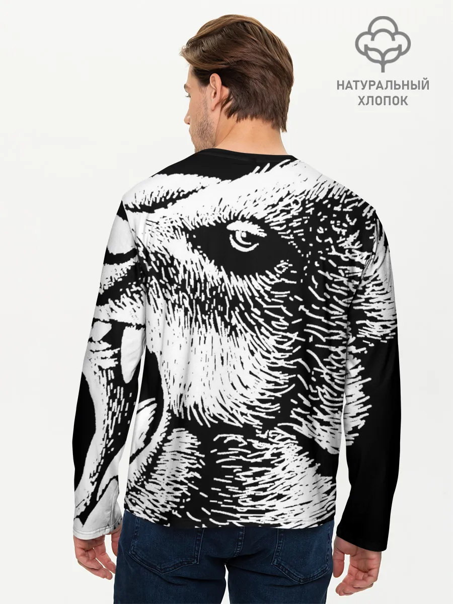 Мужской лонгслив базовый / Черный медведь