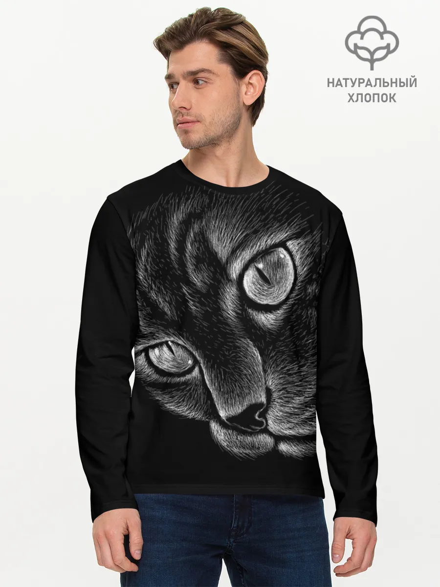 Мужской лонгслив базовый / Волшебный кот