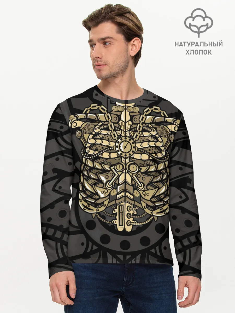 Мужской лонгслив базовый / Стимпанк Скелет