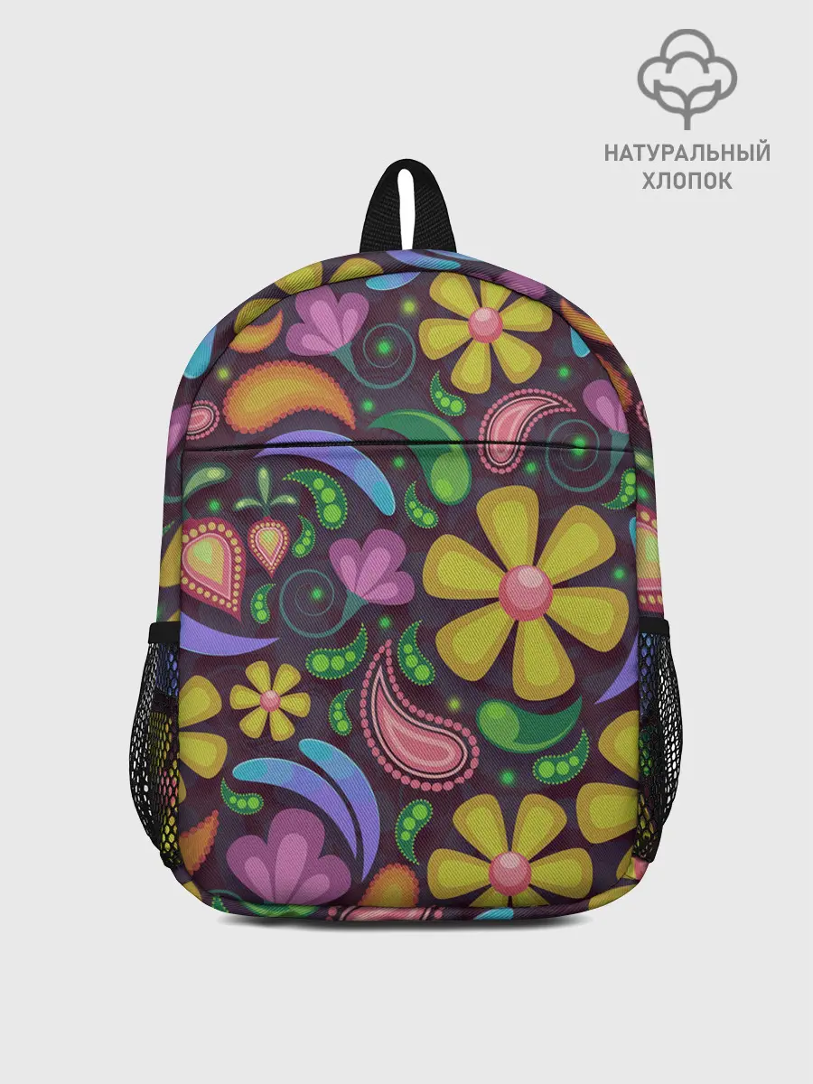 Рюкзак детский / летние цветы узор на темном