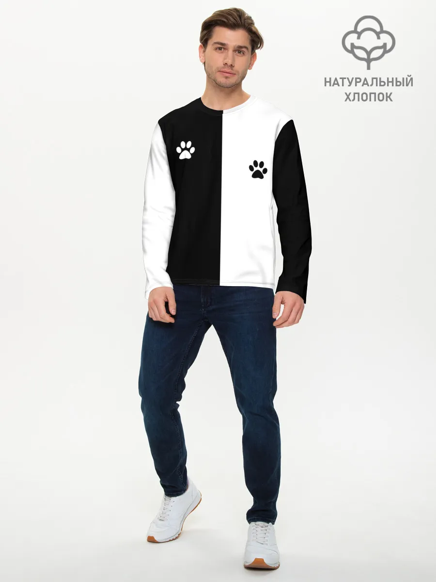 Мужской лонгслив базовый / Кошачьи следы