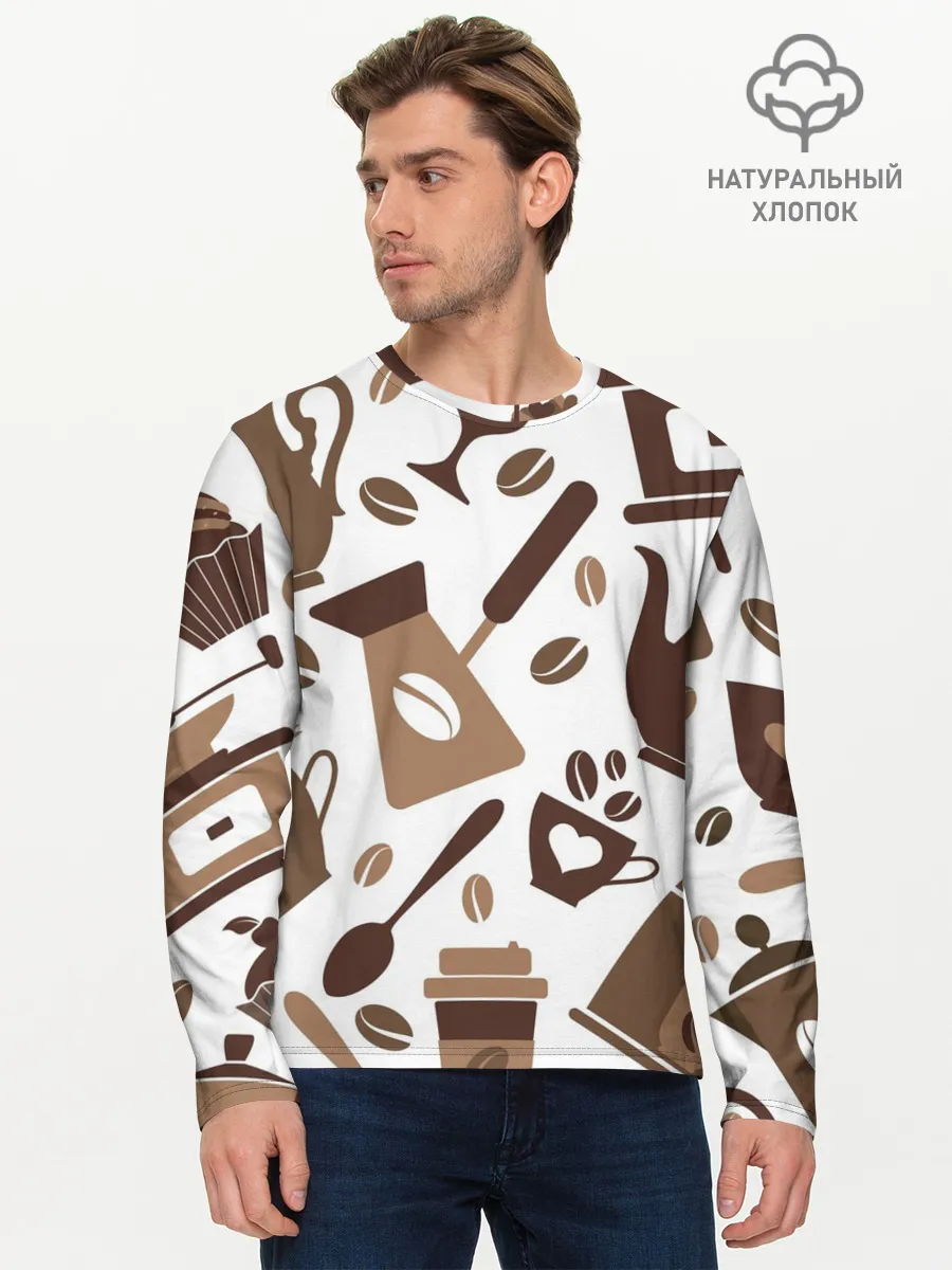 Мужской лонгслив базовый / coffee