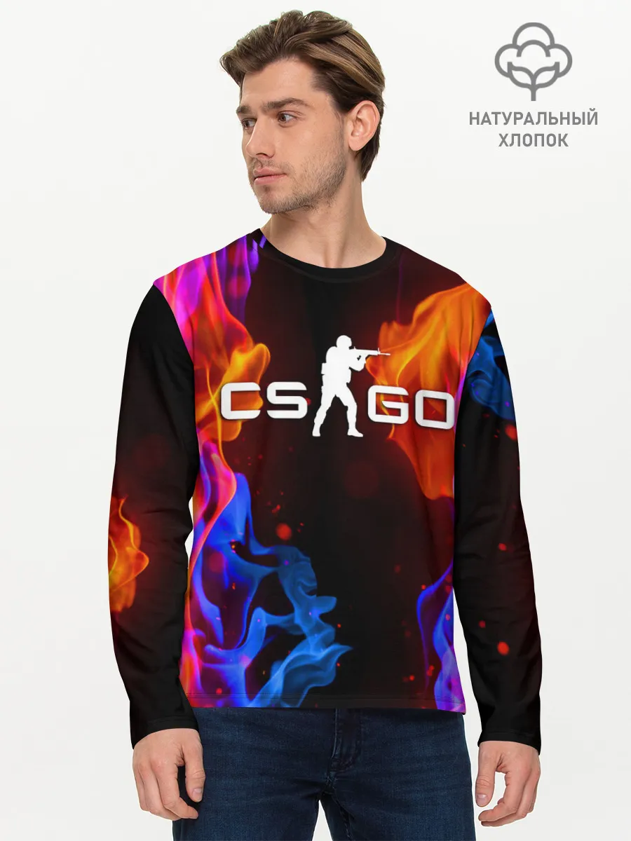 Мужской лонгслив базовый / CS:GO FIRE