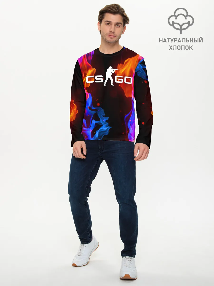 Мужской лонгслив базовый / CS:GO FIRE