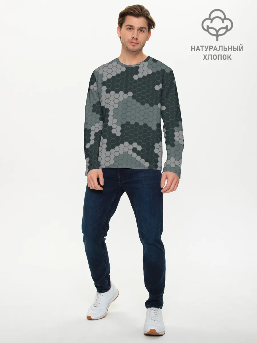 Мужской лонгслив базовый / КАМУФЛЯЖ СОТЫ
