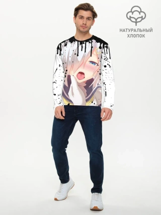 Мужской лонгслив базовый / Ахегао лицо в цвете