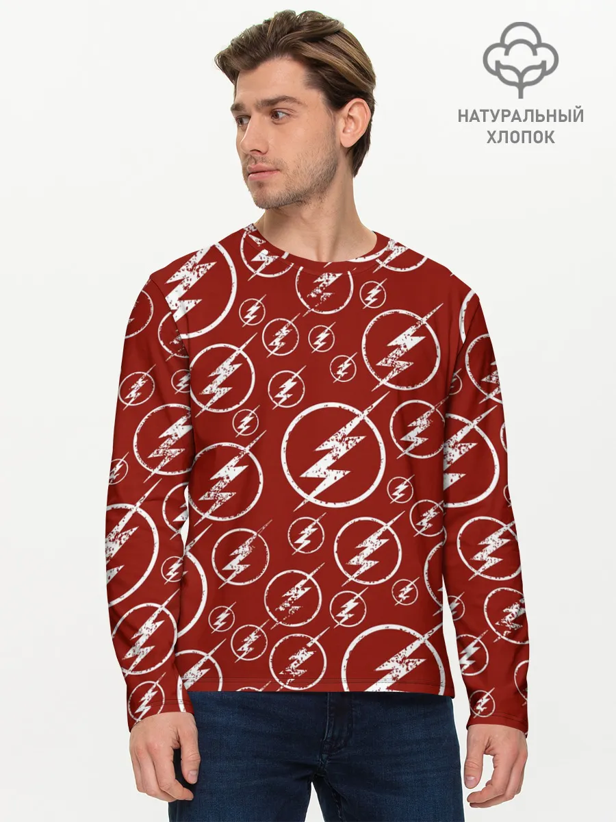 Мужской лонгслив базовый / The Flash Logo Pattern
