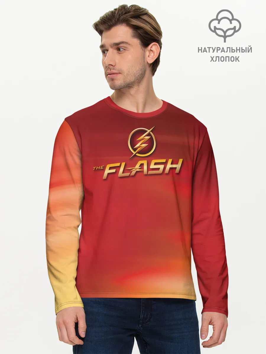 Мужской лонгслив базовый / The Flash Logo Pattern