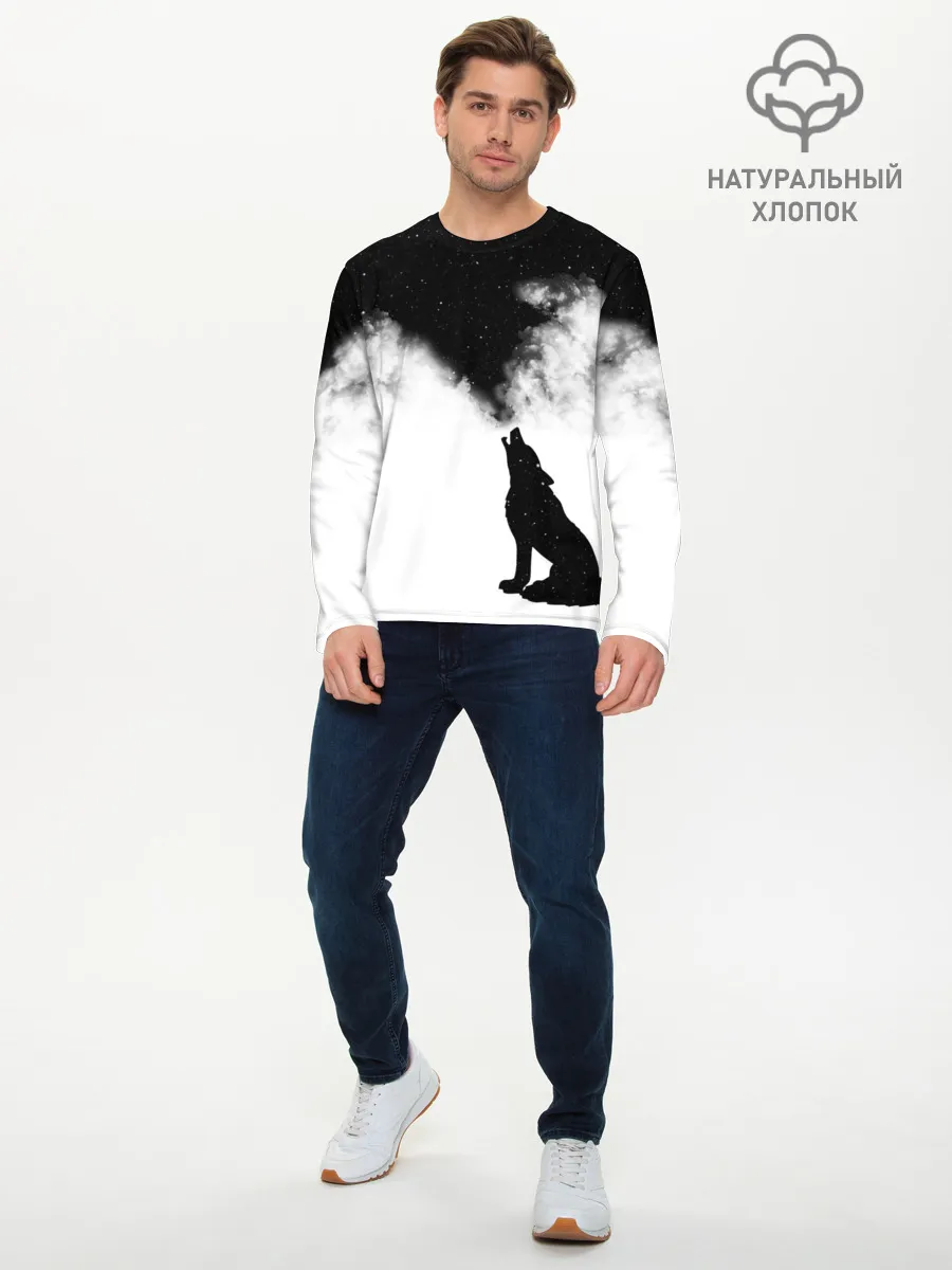 Мужской лонгслив базовый / Galaxy wolf