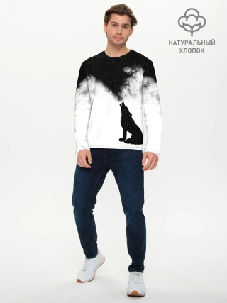 Мужской лонгслив базовый / Galaxy wolf