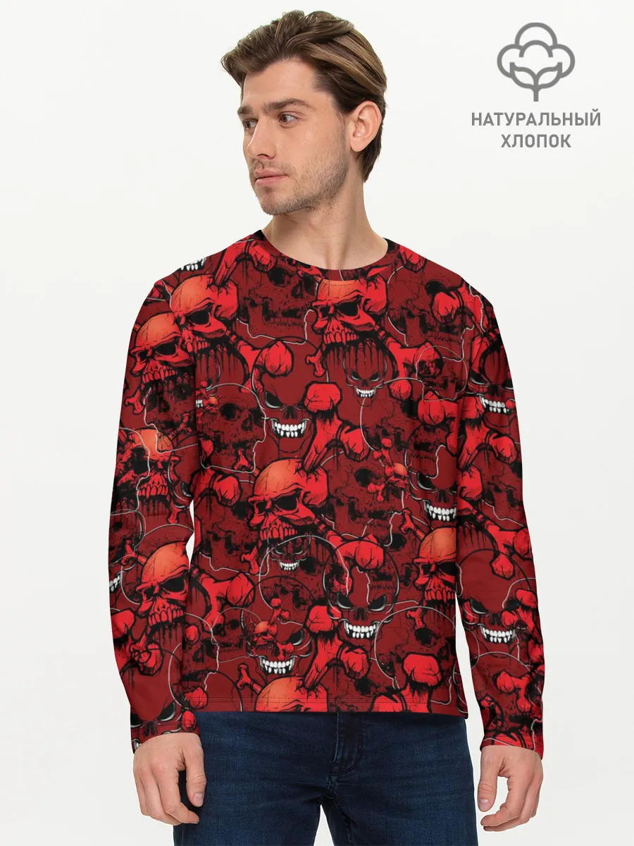 Мужской лонгслив базовый / Красный череп