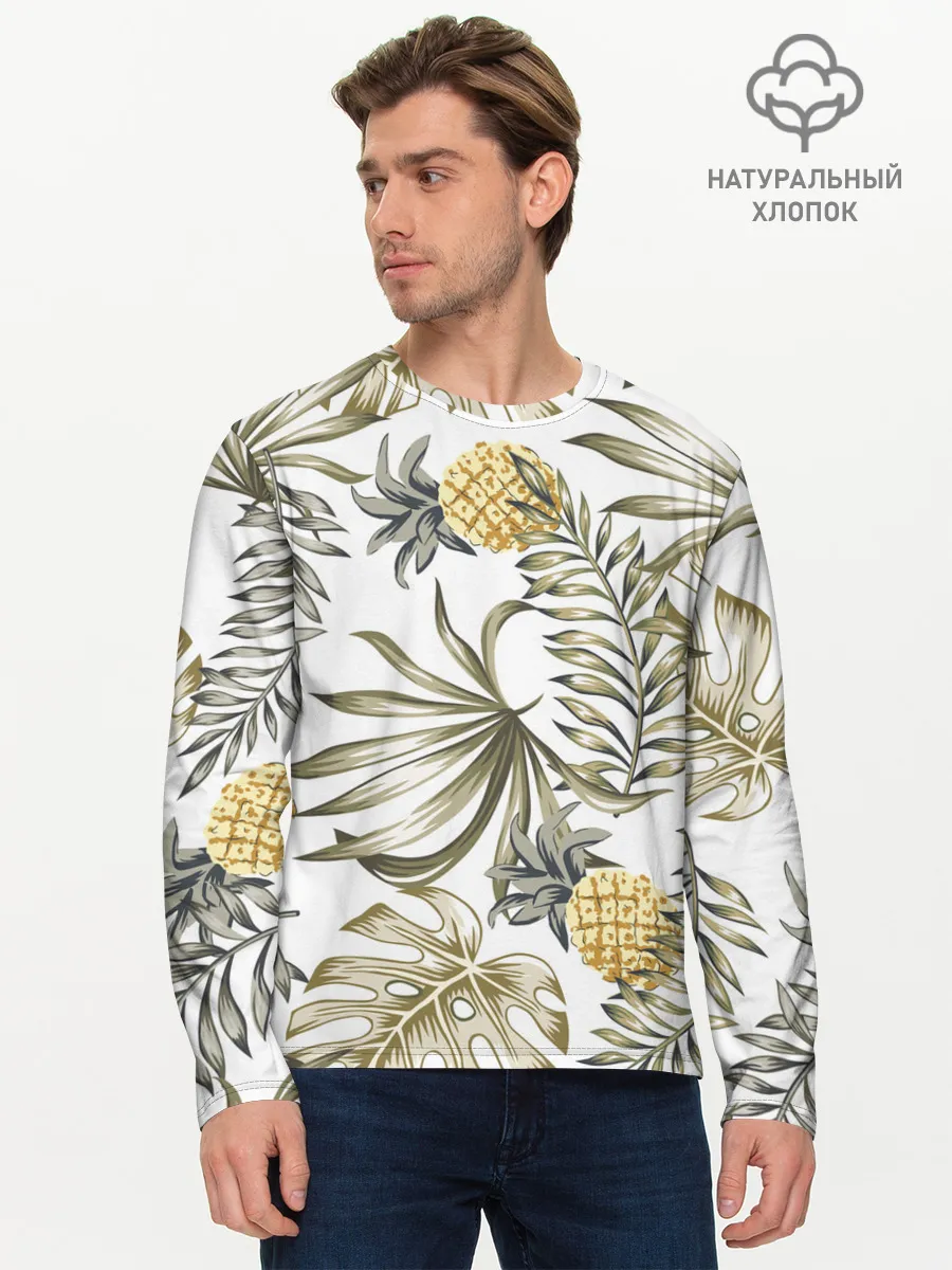 Мужской лонгслив базовый / Тропики хаки