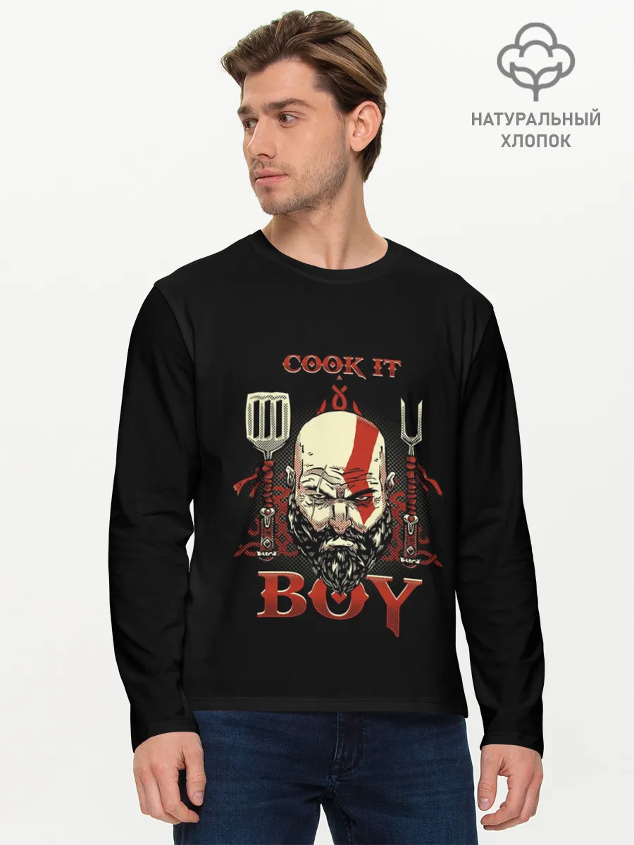 Мужской лонгслив базовый / God of War. Cook it Boy