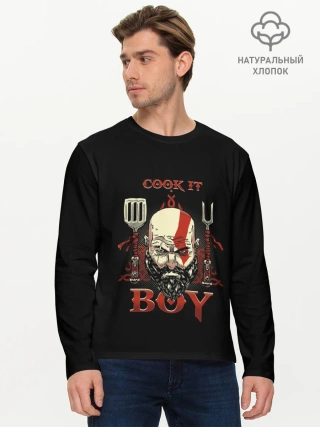 Мужской лонгслив базовый / God of War. Cook it Boy