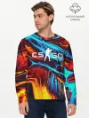 Мужской лонгслив базовый / CS GO STRIPES FLAME | КС ГО ПЛАМЯ
