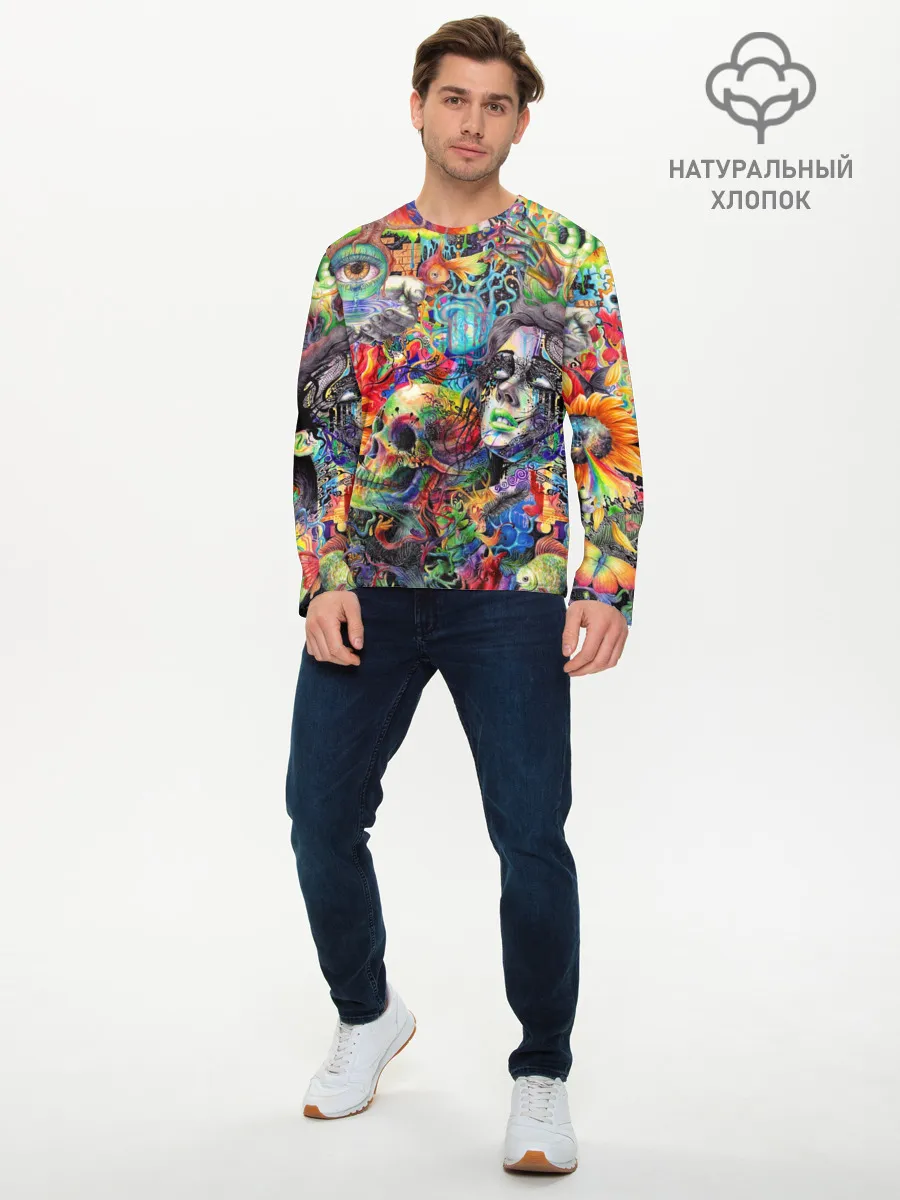 Мужской лонгслив базовый / Психоделическое искусство
