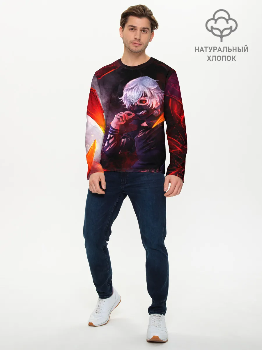 Мужской лонгслив базовый / Ken Kaneki красные жала