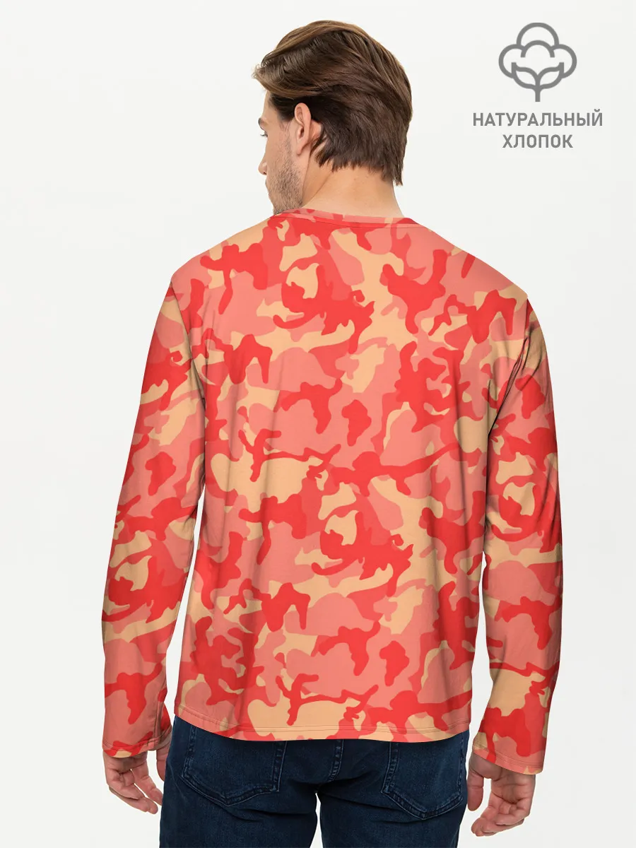 Мужской лонгслив базовый / Оранжевый камуфляж