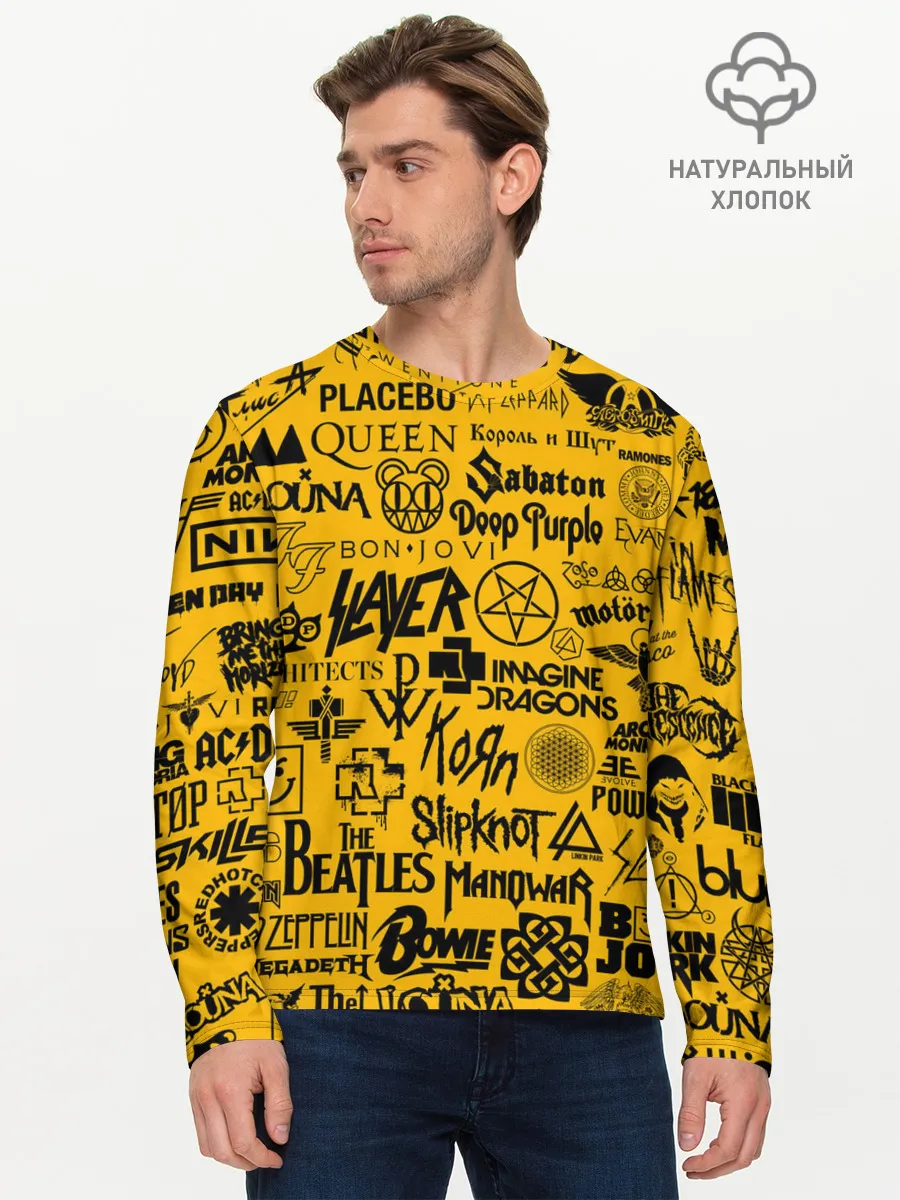 Мужской лонгслив базовый / ЛОГОТИПЫ РОК ГРУПП