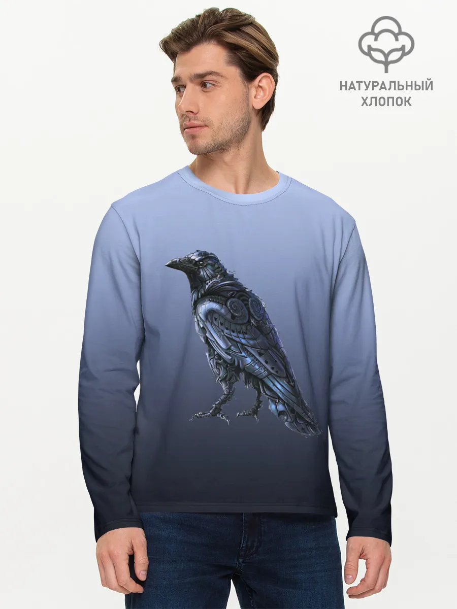 Мужской лонгслив базовый / футуристический ворон