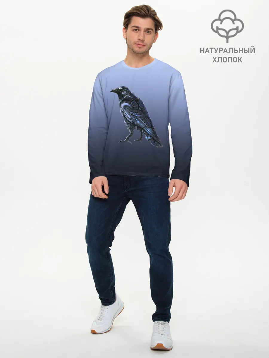 Мужской лонгслив базовый / футуристический ворон