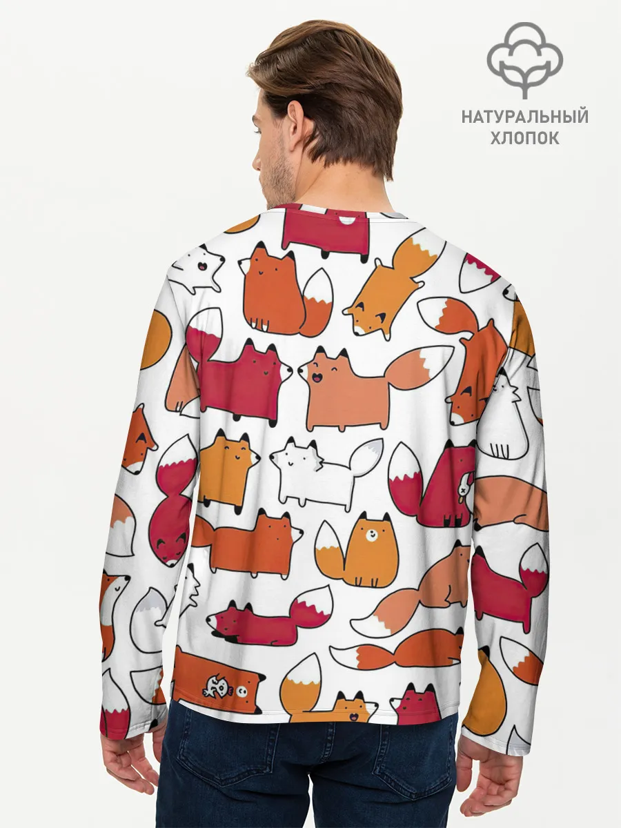 Мужской лонгслив базовый / Милые лисы