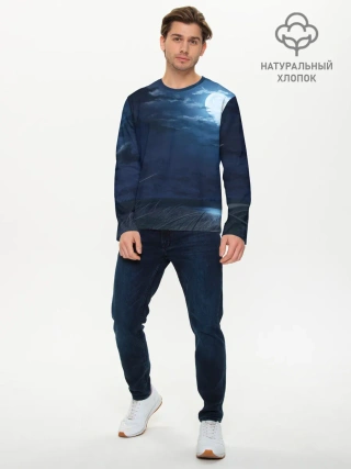 Мужской лонгслив базовый / Ночное поле