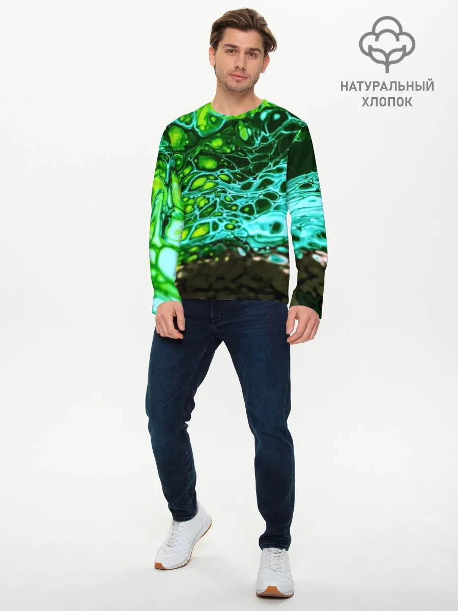 Мужской лонгслив базовый / Кислотные разводы краски