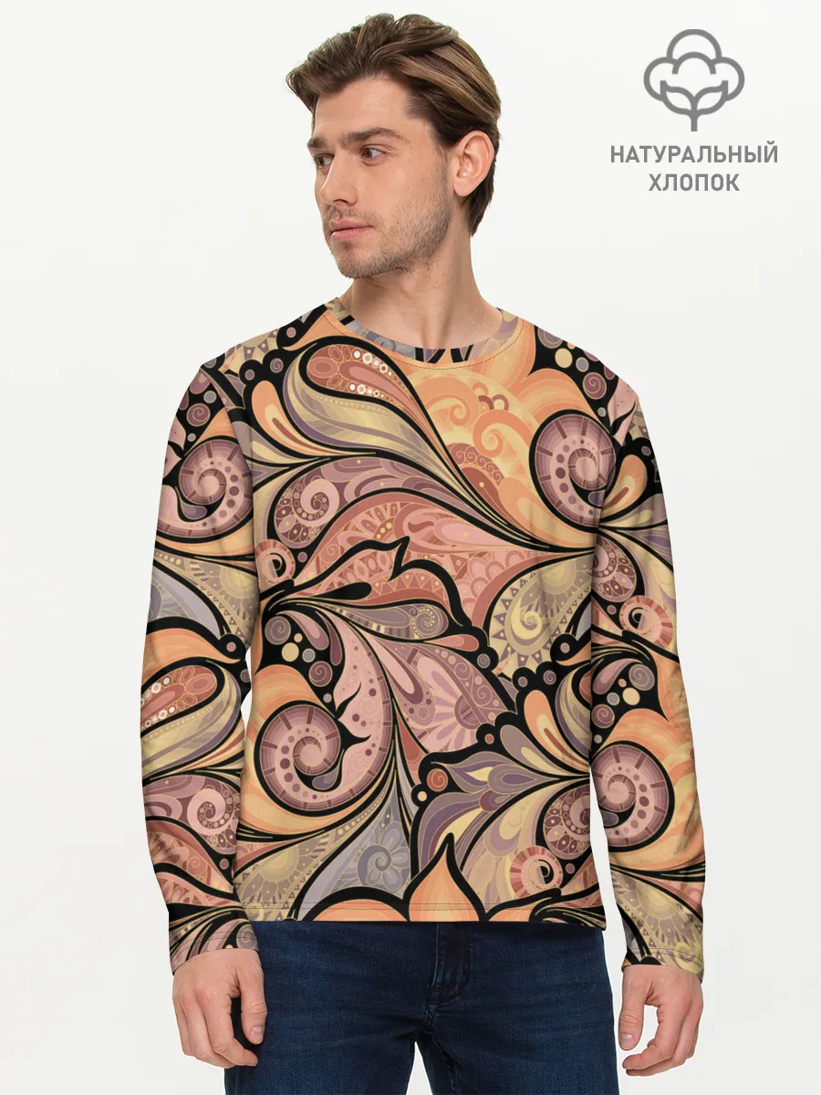 Мужской лонгслив базовый / дудл узоры