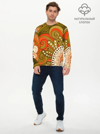Мужской лонгслив базовый / Детский оранжево-болотный