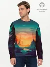 Мужской лонгслив базовый / Закат Лес