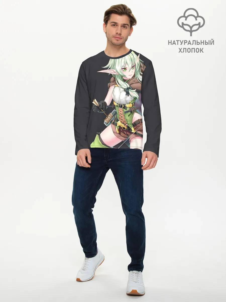 Мужской лонгслив базовый / Высшая эльфийка-лучница