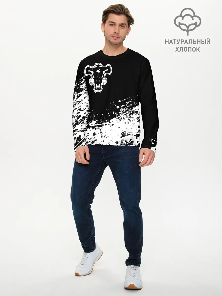 Мужской лонгслив базовый / Черный Клевер