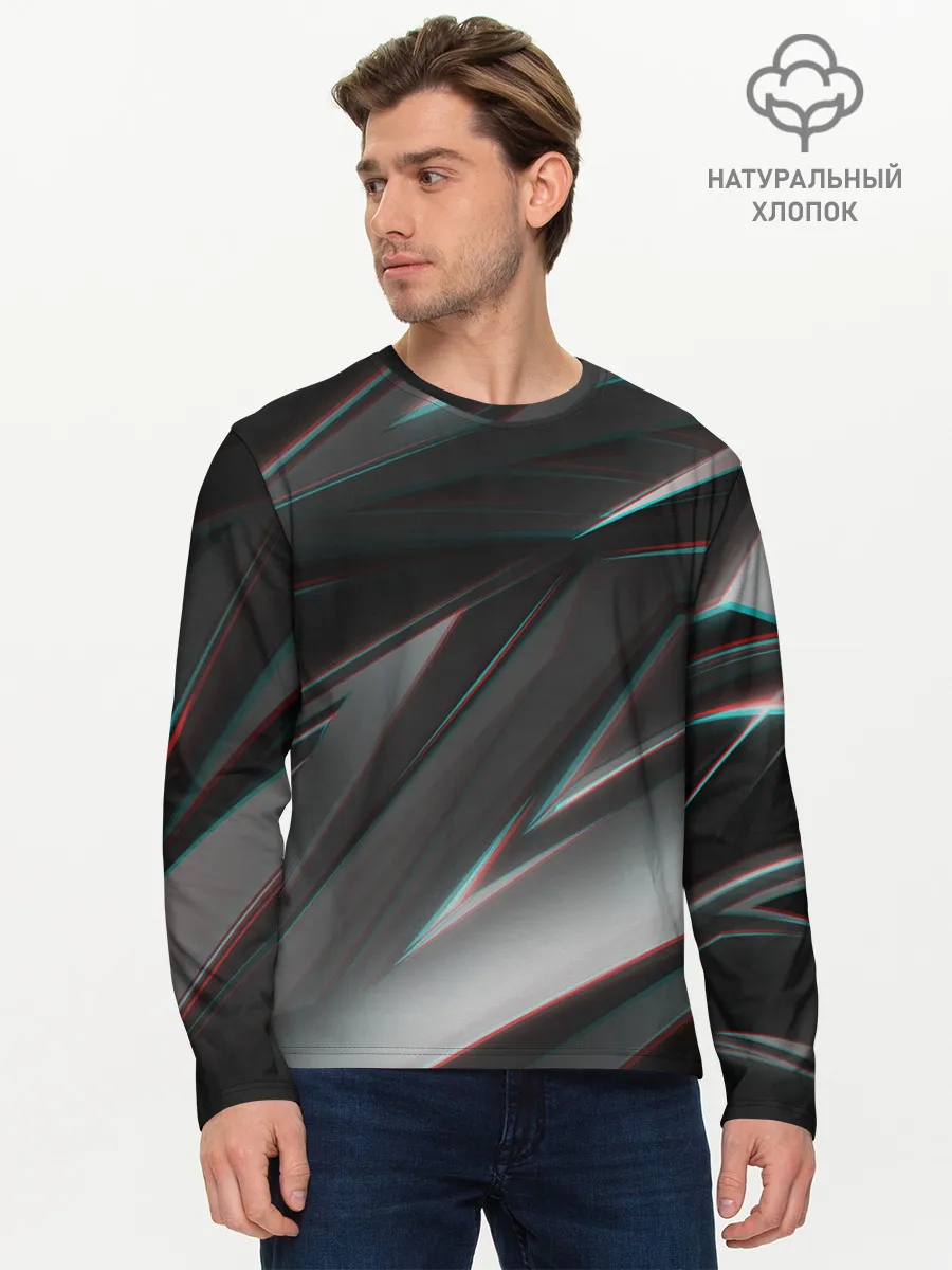 Мужской лонгслив базовый / GEOMETRY STRIPES GLITCH