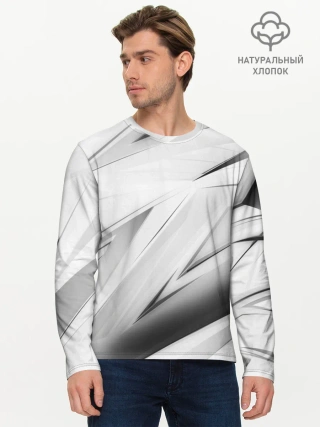 Мужской лонгслив базовый / GEOMETRY STRIPES WHITE