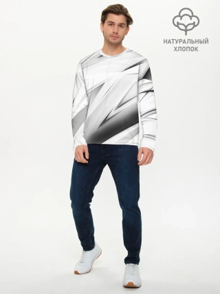 Мужской лонгслив базовый / GEOMETRY STRIPES WHITE
