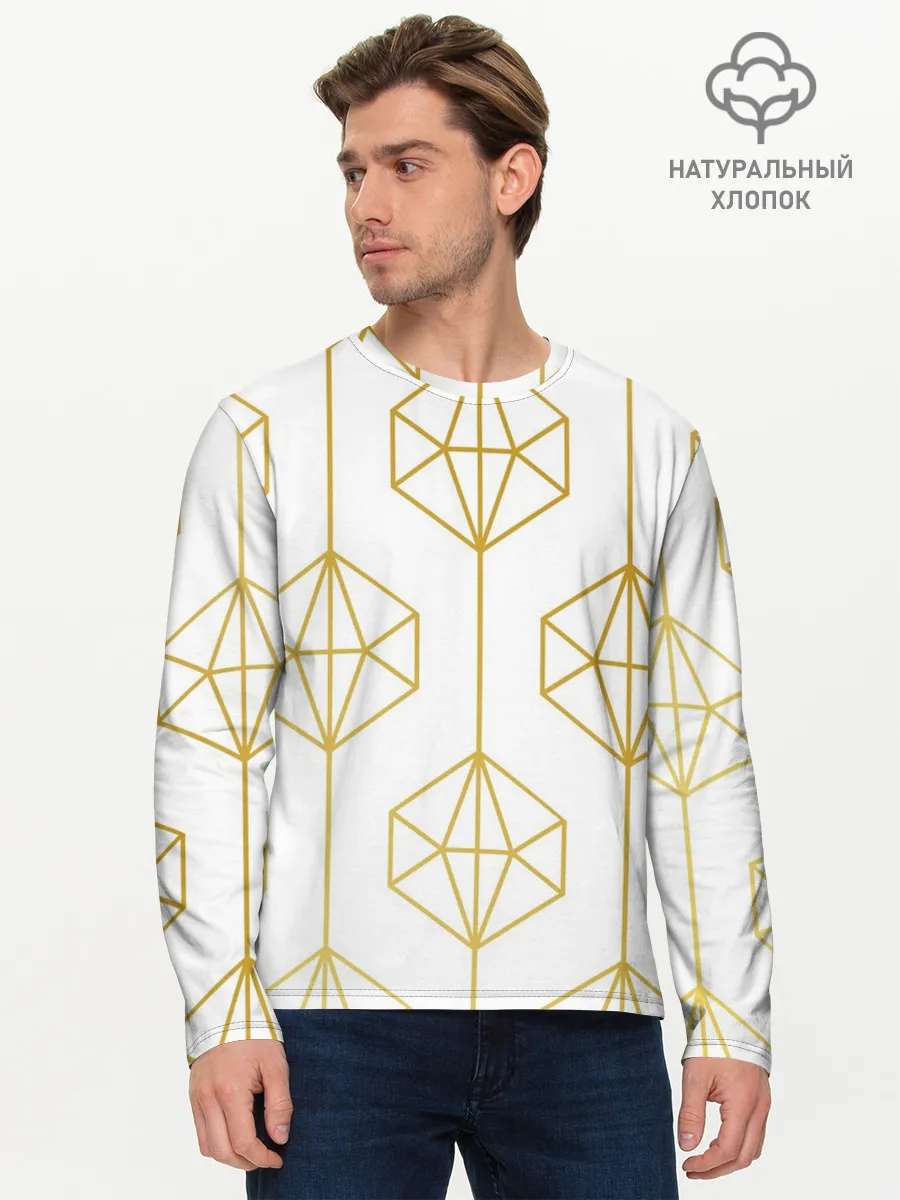 Мужской лонгслив базовый / Геометрический орнамент золото