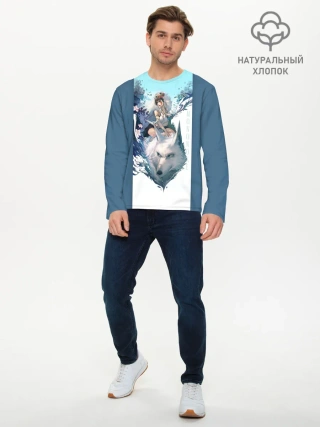 Мужской лонгслив базовый / Mononoke голубое небо