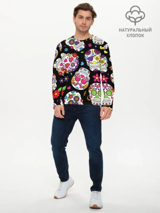 Мужской лонгслив базовый / Шальные черепа