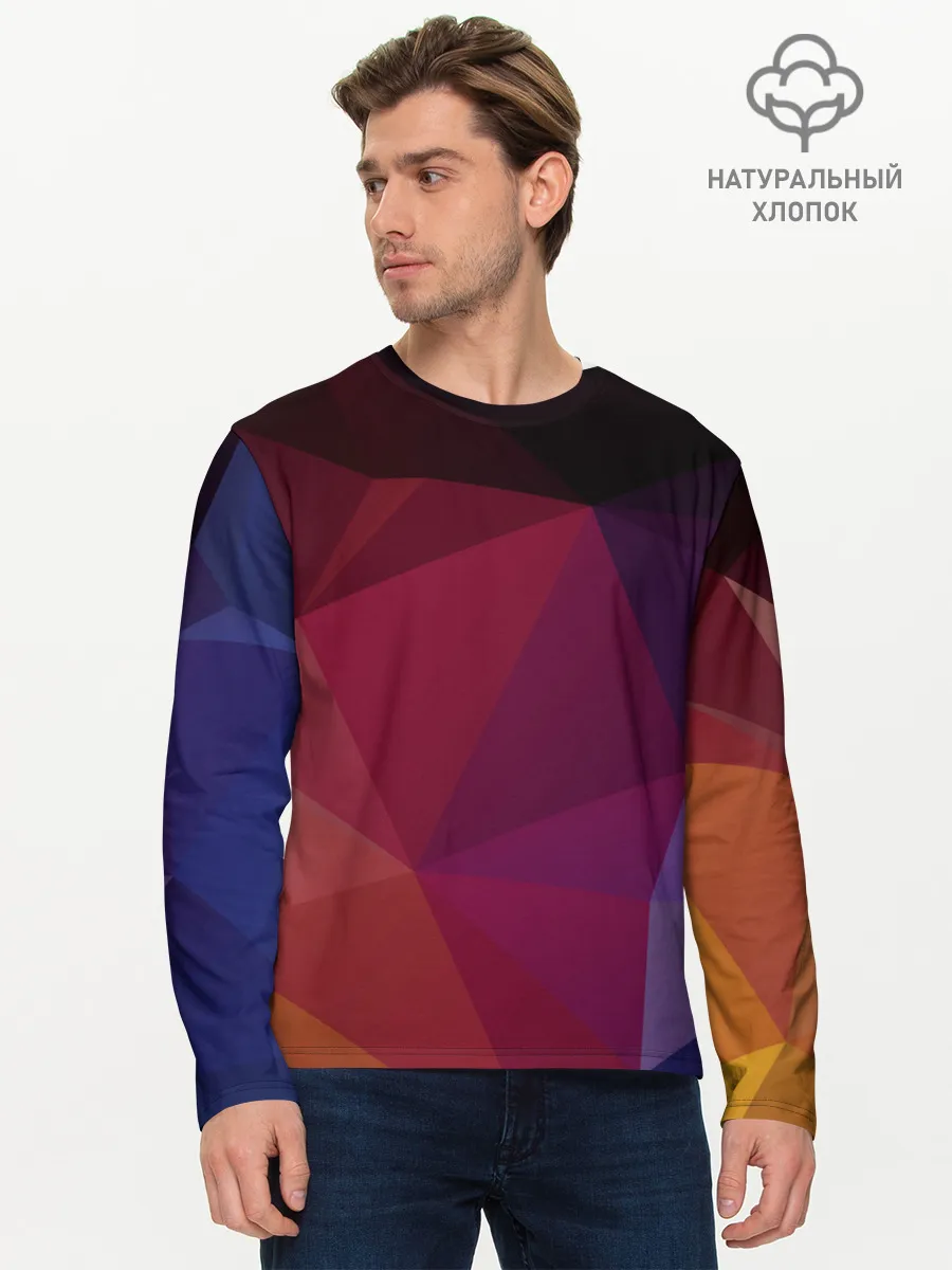 Мужской лонгслив базовый / Полигональный фон