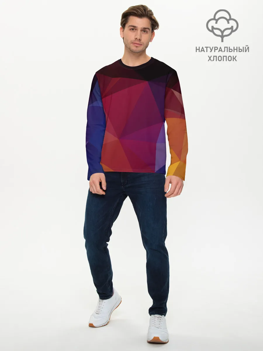 Мужской лонгслив базовый / Полигональный фон