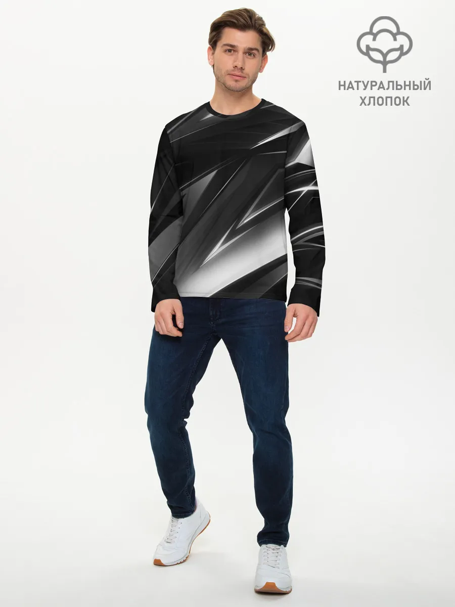 Мужской лонгслив базовый / GEOMETRY STRIPES BLACK & WHITE