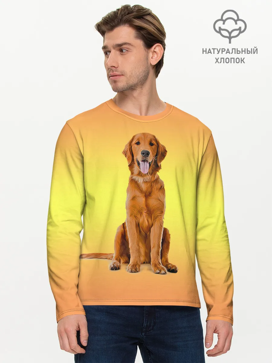 Мужской лонгслив базовый / Золотистый ретривер