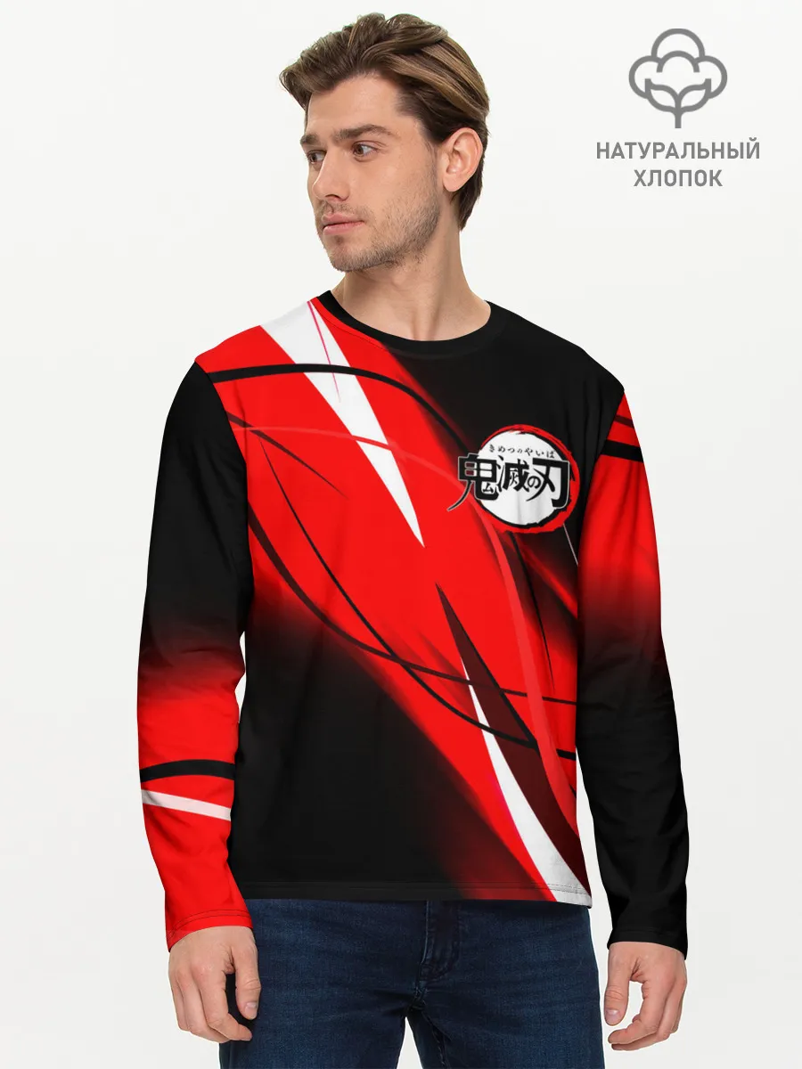 Мужской лонгслив базовый / KIMETSU NO YAIBA маленький лого