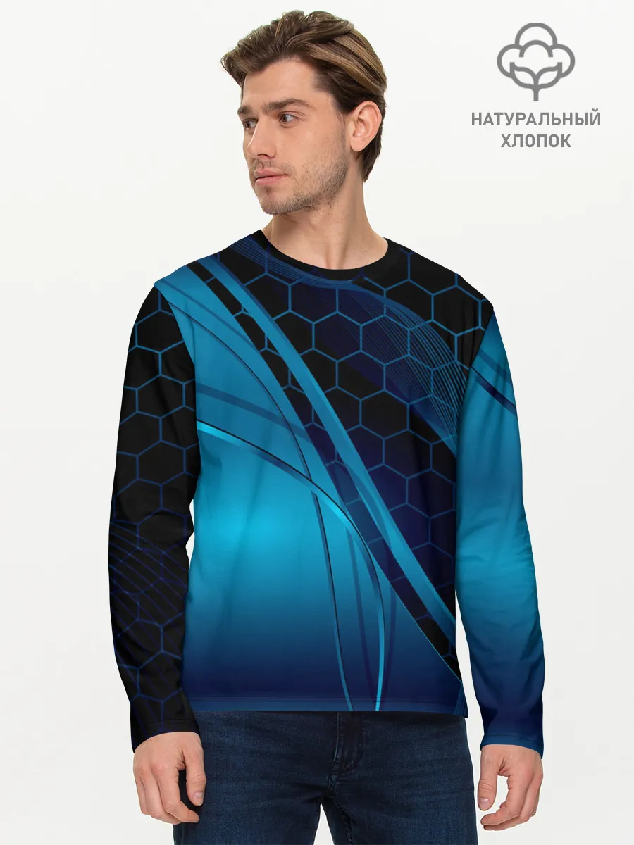 Мужской лонгслив базовый / ABSTRACT BLUE